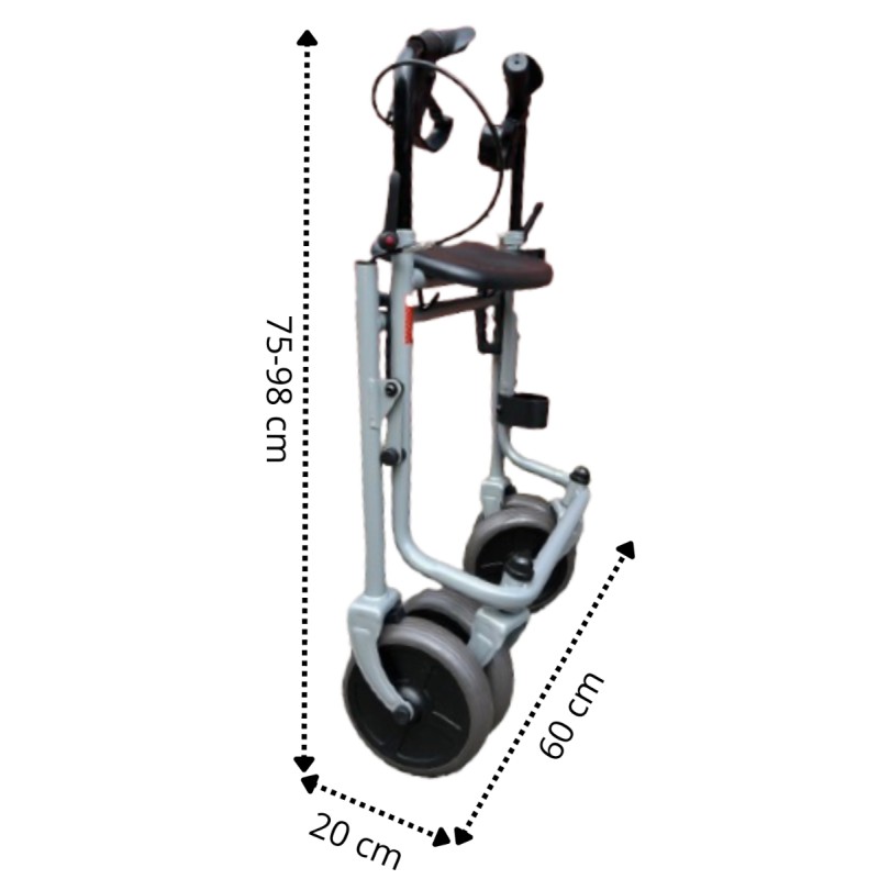 Ausilium Rollator deambulatore pieghevole a 4 ruote con seduta regolabile