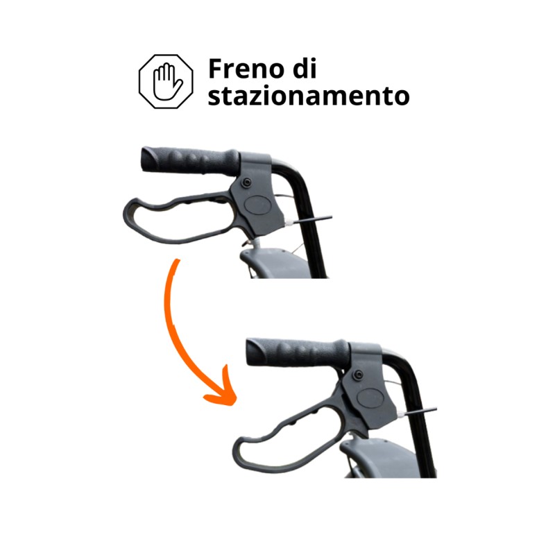 Ausilium Rollator deambulatore pieghevole a 4 ruote con seduta regolabile