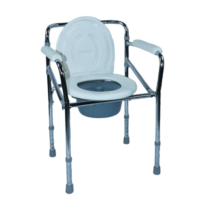 Ausilium sedia doccia wc 4 in 1 pieghevole con seduta e braccioli imbottiti regolabile