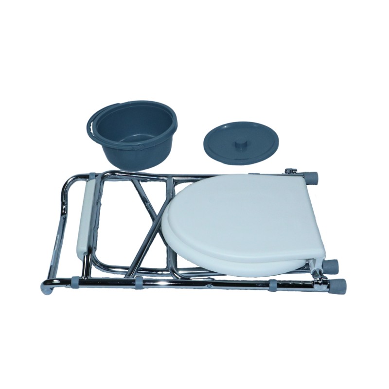 Ausilium sedia doccia wc 4 in 1 pieghevole con seduta e braccioli imbottiti regolabile