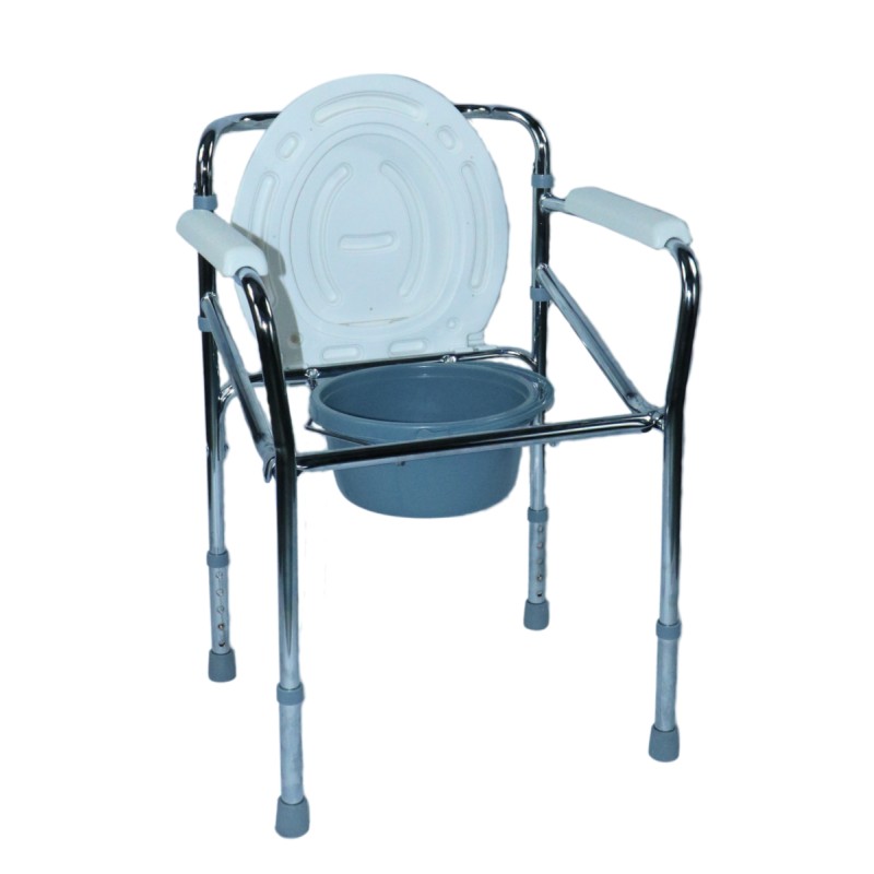 Ausilium sedia doccia wc 4 in 1 pieghevole con seduta e braccioli imbottiti regolabile