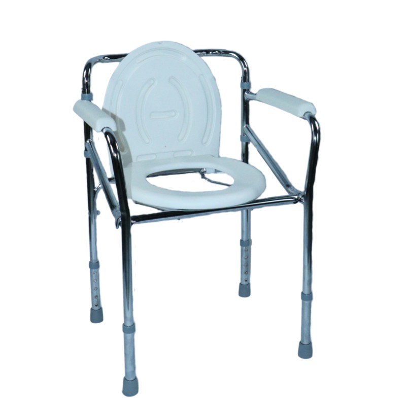 Ausilium sedia doccia wc 4 in 1 pieghevole con seduta e braccioli imbottiti regolabile