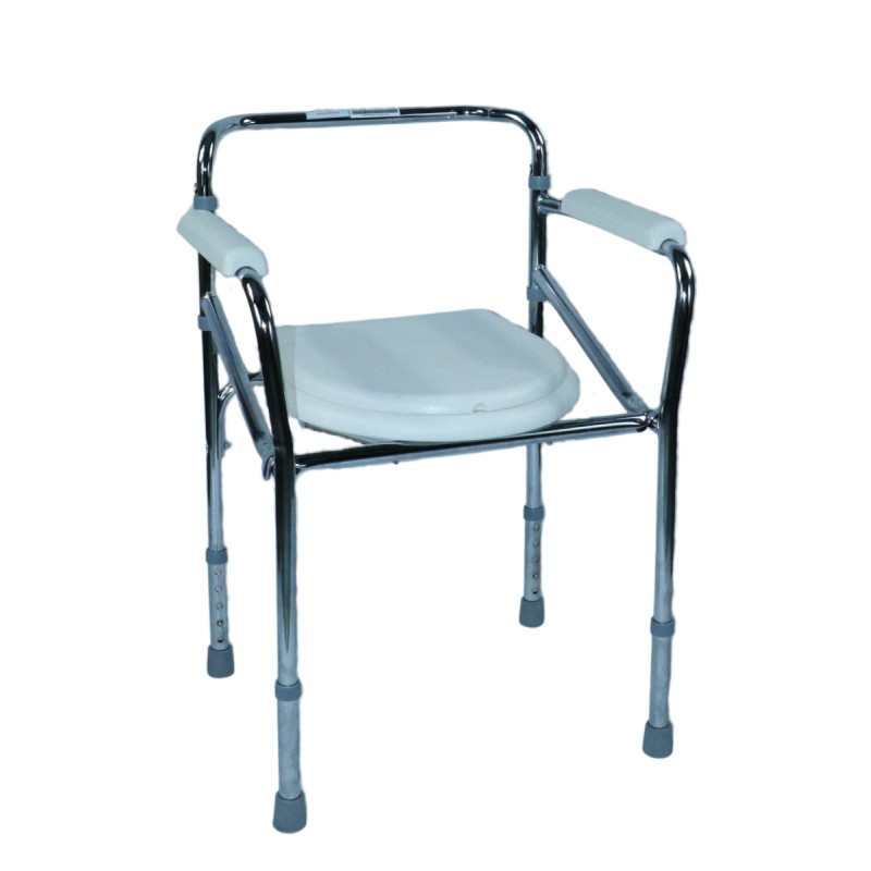 Ausilium sedia doccia wc 4 in 1 pieghevole con seduta e braccioli imbottiti regolabile