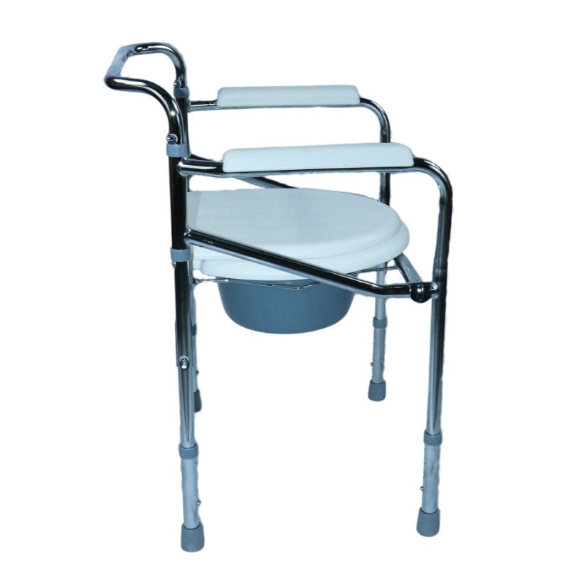 Ausilium sedia doccia wc 4 in 1 pieghevole con seduta e braccioli imbottiti regolabile