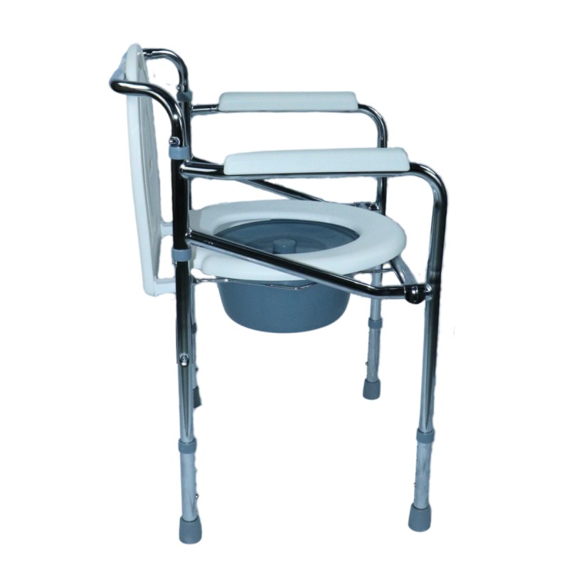 Ausilium sedia doccia wc 4 in 1 pieghevole con seduta e braccioli imbottiti regolabile