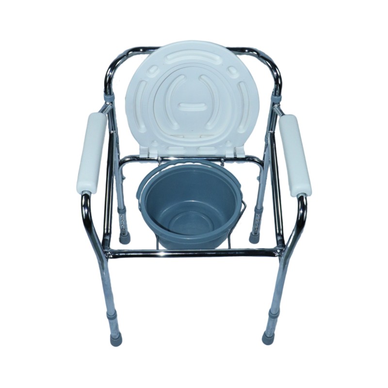 Ausilium sedia doccia wc 4 in 1 pieghevole con seduta e braccioli imbottiti regolabile