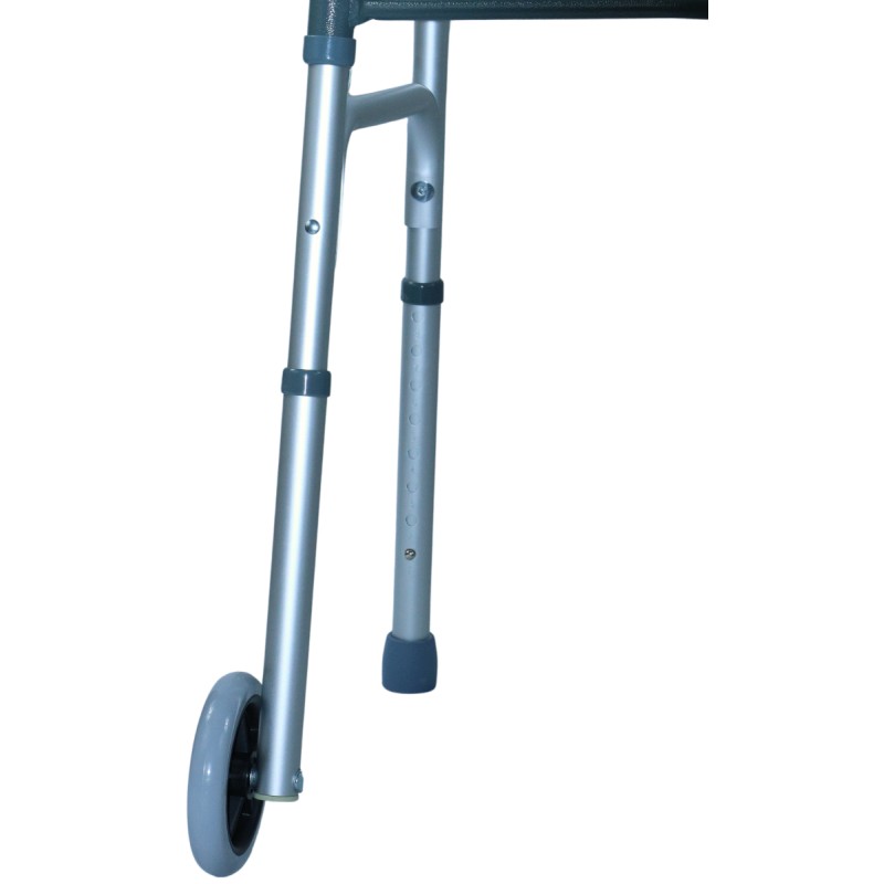 Ausilium Deambulatore Pieghevole in Alluminio con 2 Ruote e 2 Puntali