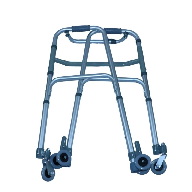 Ausilium Deambulatore Pieghevole con 4 Ruote in Alluminio