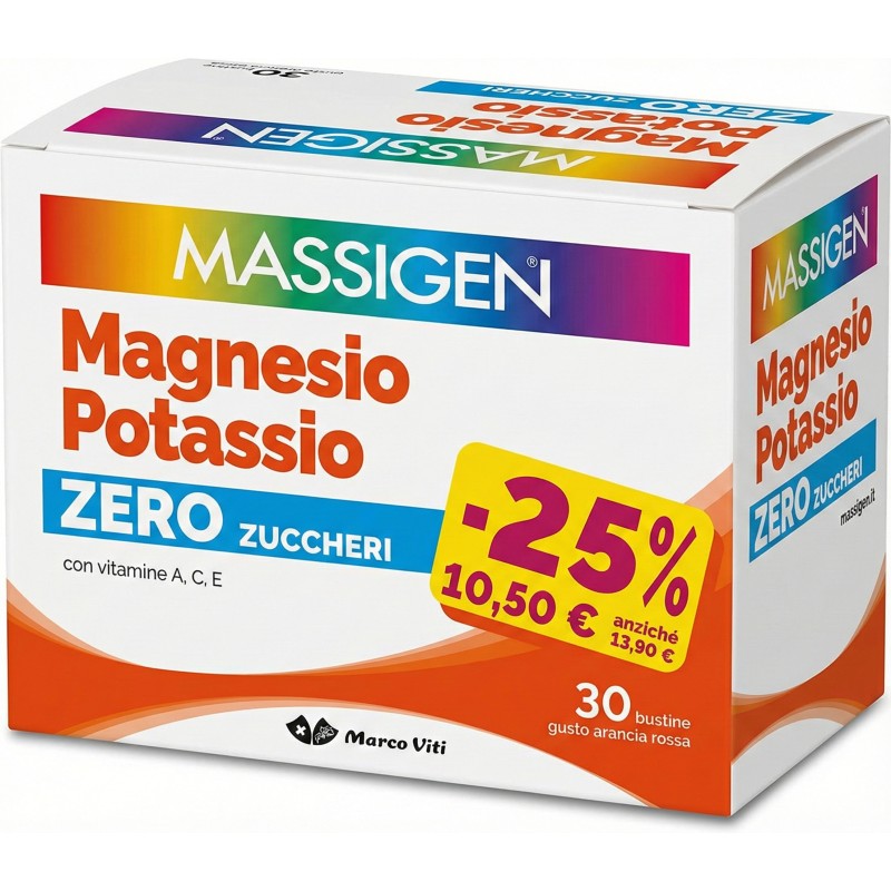 Massigen Magnesio e Potassio Zero Zuccheri 30 Bustine
