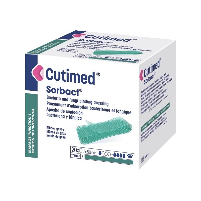 Cutimed Sorbact Zaffo medicazione ferite infette 2x50 cm 20 Pezzi