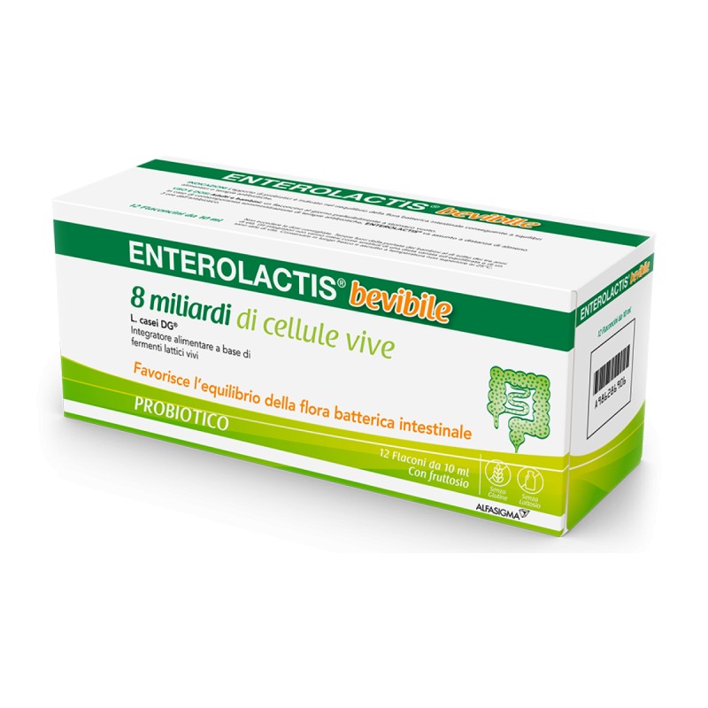 Alfasigma Enterolactis 12 Flaconcini Integratore di Fermenti Lattici Vivi