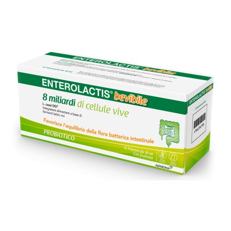 Alfasigma Enterolactis 12 Flaconcini Integratore di Fermenti Lattici Vivi