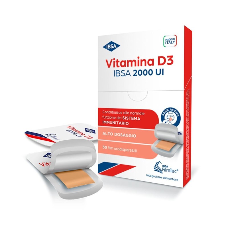 Ibsa Vitamina D3 2000UI Integratore per il Sistema Immunitario e le Ossa 30FILM