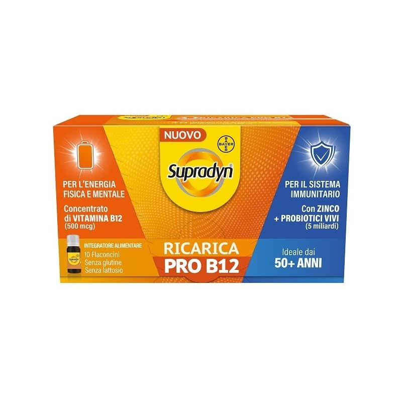 Supradyn Ricarica Pro B12 integratore energetico con probiotici 10 flaconcini