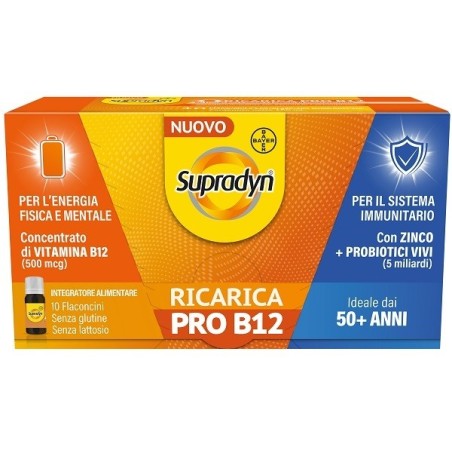 Supradyn Ricarica Pro B12 integratore energetico con probiotici 10 flaconcini