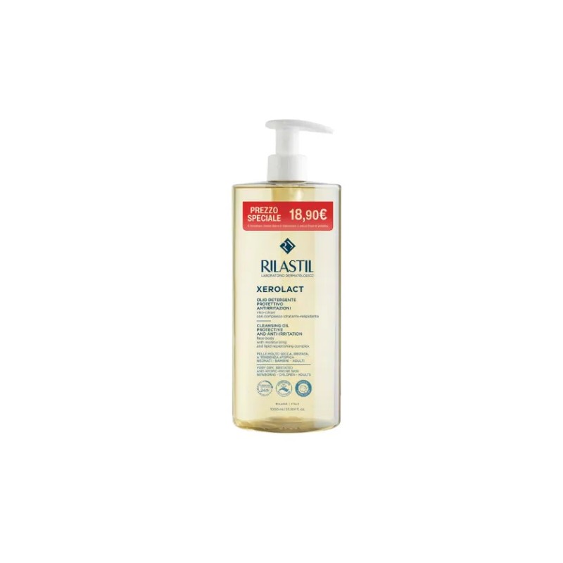 Rilastil Xerolact Olio Trattamento Emolliente per Pelle Secca e Sensibile 1000 ml