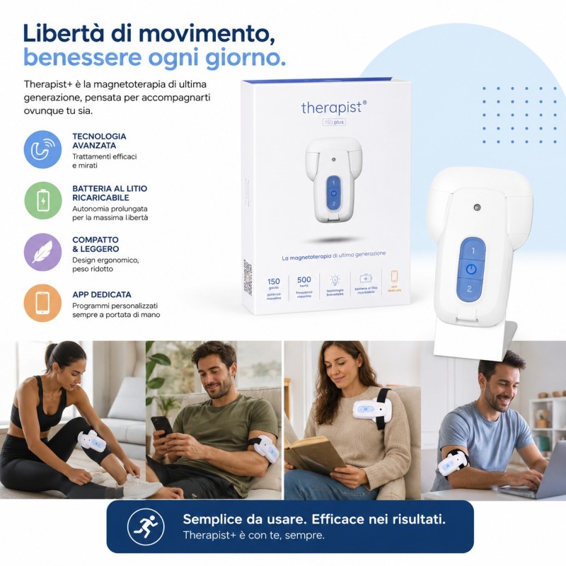 Therapist Magnetoterapia – Apparecchio per Magnetoterapia Portatile e Senza Fili, Bassa Frequenza fino a 500 Hz, 150 Gauss